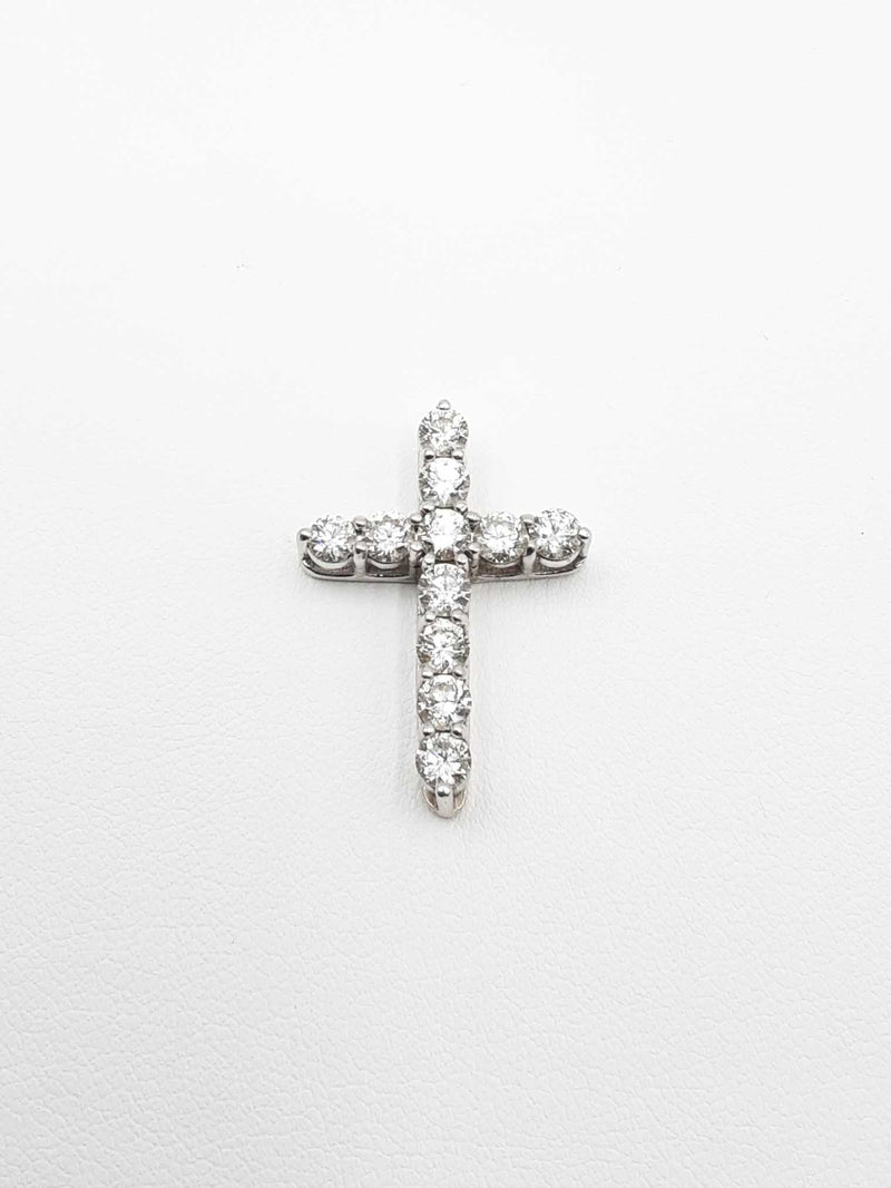 1.65 Cttw Diamond & 14k White Gold 14k Cross Pendant 3.5 Grams Fw00625rzxdu