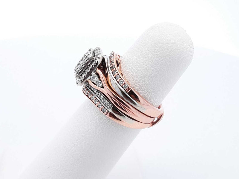 0.84 Cttw Diamond & Rose Gold Bridal Set 8 Grams Size 4.75 Fw0824prxdu