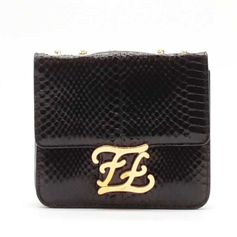 Fendi Small Black Snakeskin Karligraphy Crossbody Lh1024pxzde