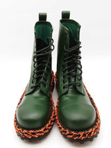 Balenciaga Green Leather Combat Boots Size 46 Eb0326oorde