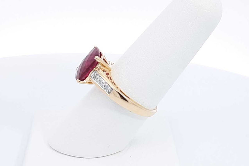 Garnet & Diamond Ring In 14k Yellow Gold 3.9 Grams Size 7 Eb1124owrxu