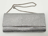 Judith Leiber Silver Satin Crystal Embellished Chain Clutch Do0225oxzde