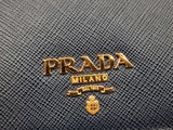 Prada Small Wallet In Navy Blue Saffiano Leather Fw0626wrzdu