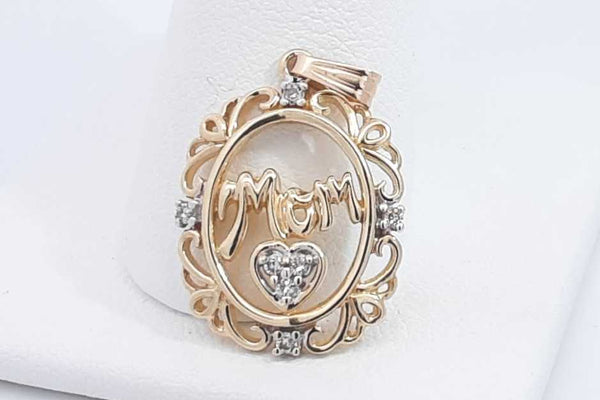 10k Yellow Gold Mom Pendant With Diamonds 1.8 Grams Eb0425rxsa