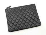 Chanel Medium Cosmetic Pouch In Iridescent Black Caviar Leather Fw1125prxdu