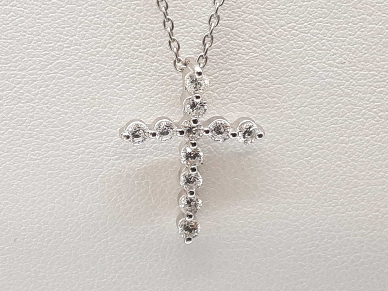 0.40 Cttw Lab Grown Diamonds 0.925 Silver 2.8g Cross Pendant Chain 20 In Do0525iide