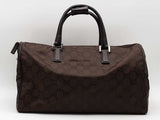 Gucci Gg Duffle Travel Bag W/leather Trim Brown Aa0526orzsa