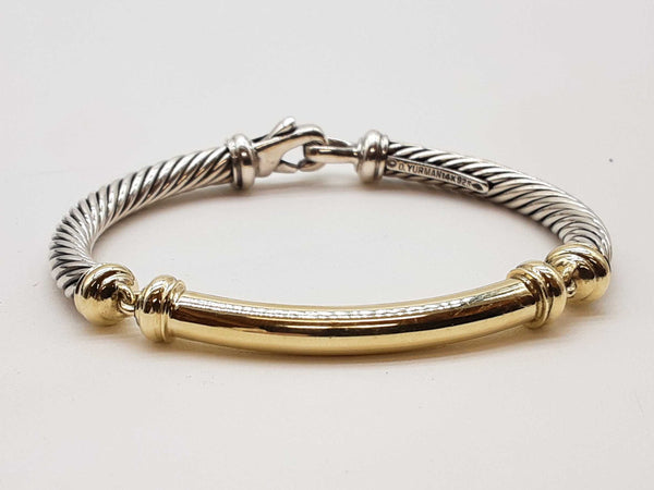 David Yurman Metro Cable 0.925 Silver 14k Yellow Gold 32.1g Bracelet 6.25 In Do0725rxzde