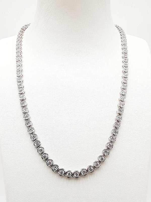 13.05 Cttw Lab Grown Diamond & Silver Tennis Necklace 22.1g 18 Inch Fw0725lorzdu