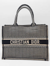 Christian Dior Houndstooth Embroidered Book Tote Bag Eb0826exzde