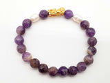 Amethyst White Pearls 23k Yellow Gold Pixiu 14.8g Bracelet 6 In Do0326wxzde
