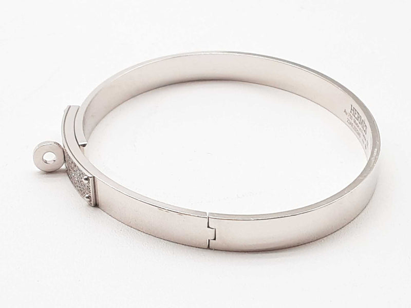 Hermes 18k White Gold Diamond Bangle Bracelet 6 In Lhszxzde