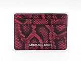 Michael Kors Jet Set Small Card Case In Deep Fuschia Snake-embossed Leather Fw0826wrdu