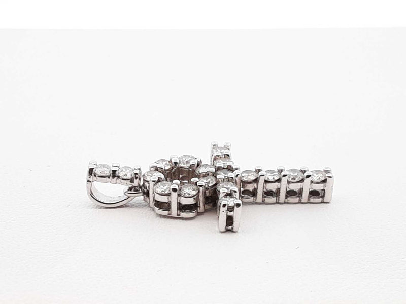 1.26 Cttw Diamond & 10k White Gold Ankh Pendant Fwlrzdu