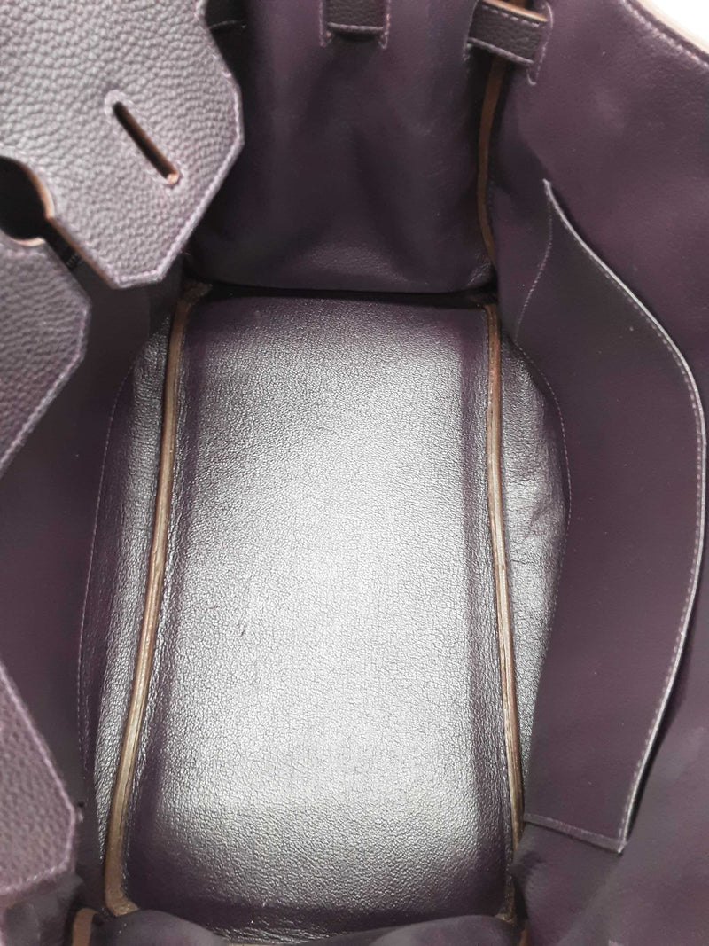Hermes Birkin 35 Raisin Purple Clemence Palladium Hardware Handbag Do0825exzxde
