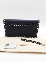 Valentino Garavani Rock Stud Dark Blue Leather Clutch Eb0526pxzde