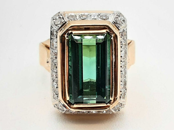 0.60 Cttw Diamonds 14k Yg 11.1g Synthetic Tourmaline Ring Size 6.5 Do0225icrde