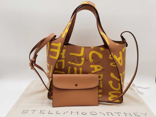 Stella Mccartney X Ed Curtis Graffiti Logo Brown Crossbody Tote Bag Do0725lxzde