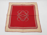 Loewe Anagram Logo Red Creme Silk Square Scarf Do0926lrxde