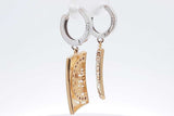 18k Two Tone Gold Dangle Hoop Earrings With Gemstones 8.3 Grams Eb0526iwxsa