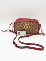 Gucci Canvas & Red Leather Camera Crossbody Bag Eb0126pcrsa