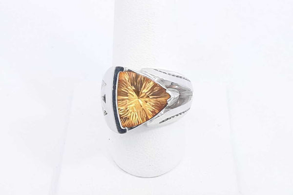 14k White Gold Citrine Ring Size 8.75, 15.92 Grams Eb0124prxsa