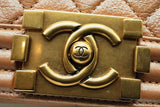 Chanel Quilted Iridescent Pink Leather Boy Bag Eb0526oxerde