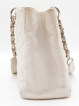 Chanel White Quilted Caviar Leather Shopping Tote Bag Do0725lcxzde