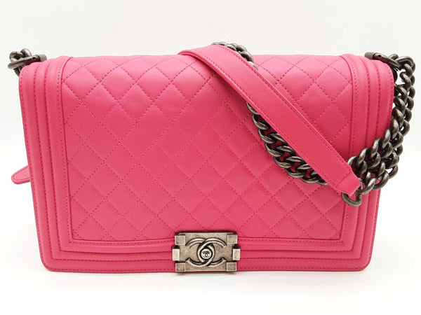 Chanel Boy Bag Hot Pink Quilted Lambskin Leather Shoulder Bag Do0925wxzxde