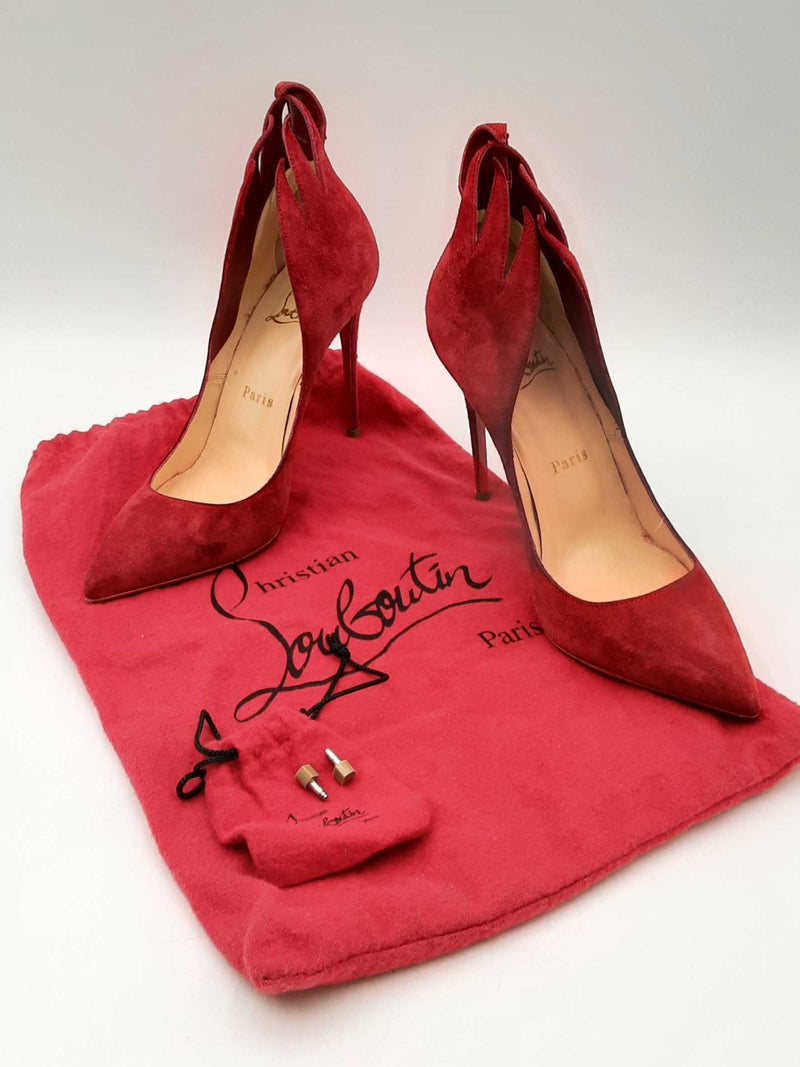 Christian Louboutin Victorina Red Suede Heels Size Eu 35.5 Eb1224lxzdu