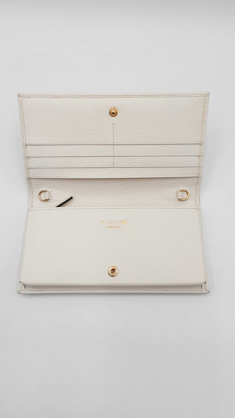 Gucci X Adidas Black & White Leather Wallet On Chain Fw1124wrxdu