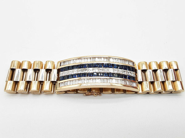 Blue Sapphires 11.70 Cttw Diamonds 14k Gold 81.3g Bracelet 8.25 In Do0725exzxde