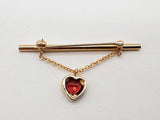 Heart Cut Red Garnet 14k Yellow Gold 3.0g Bar Pin Brooch Do0626lrxde