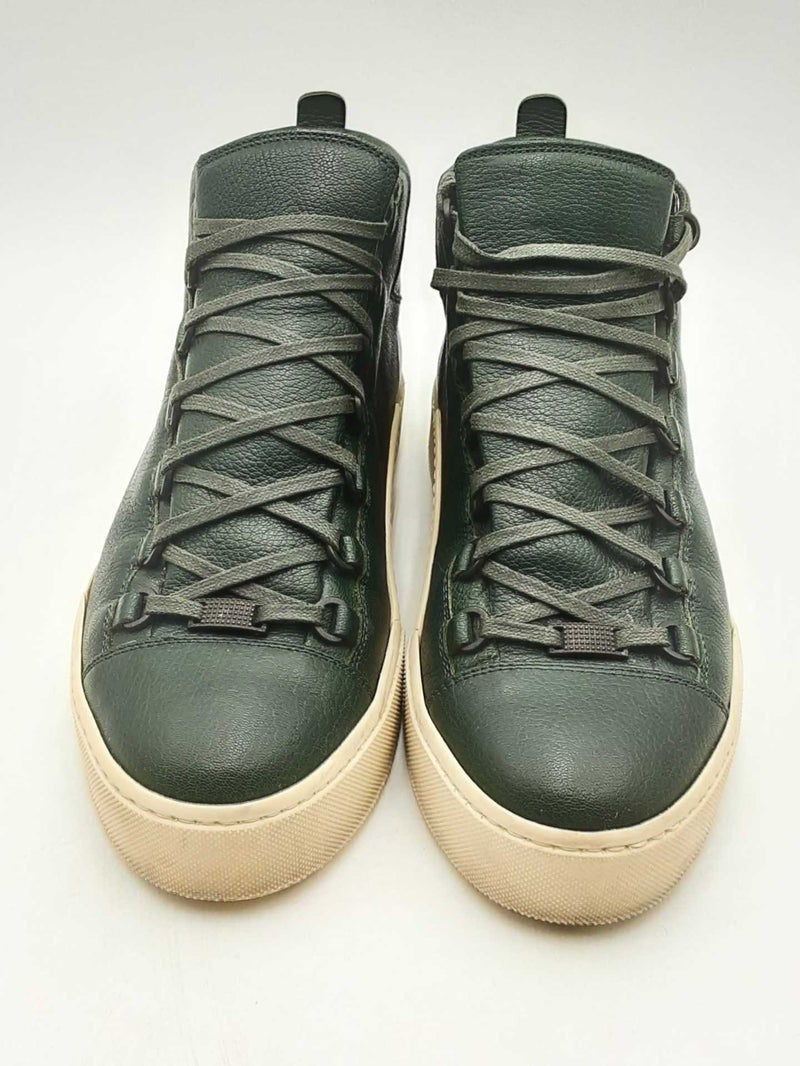 Balenciaga Arena High Top Cark Green Leather Sneakers Size 43 Eb0125oxzsa