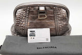 Balenciaga Editor Xs Metallic Silver Crocodile Embossed Clutch Eb0326prxde