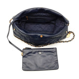 Chanel 22 Tote Bag In Navy Blue Diamond-quilted Shiny Calfskin Fw1225orxzdu
