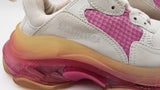 Balenciaga Triple S Trainers In White & Pink Leather & Mesh Size 6 Fw0425lxzdu