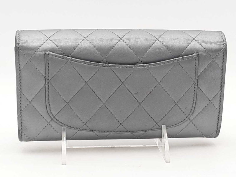 Chanel Continental Interlocking Cc Logo Trifold Blue Wallet Aa0625przsa