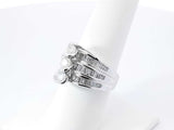 1.13 Cttw Diamond & 14k White Gold Multi-row Cocktail Ring 7.9 Grams Size 7 Fw0726rrxdu