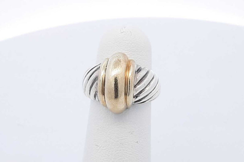 David Yurman 14k Yellow Gold & 925 Sterling Silver Cable Dome Ring 7.9g Size 3.75 Eb0325crsa