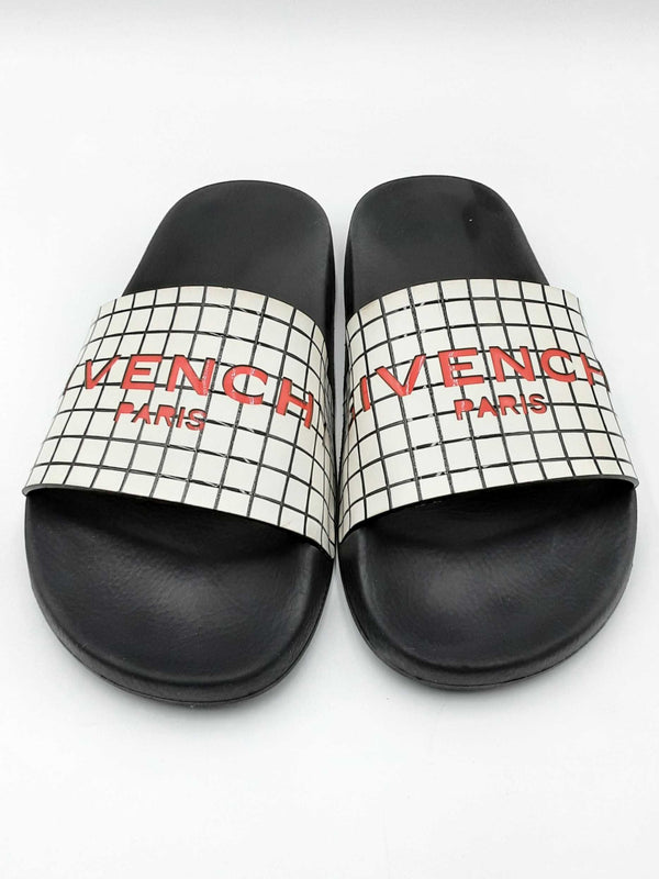 Givenchy Checkered Logo Pool Slides Size 40 Eb0724crdu