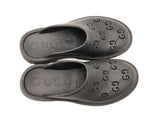 Gucci Perforated Gg Black Rubber Slip-on Sandals Size Us 7 Men's Fw1125lzxdu