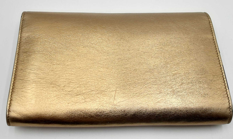 Yves Saint Laurent Gold Metallic Wallet On Chain Eb0524wxzdu