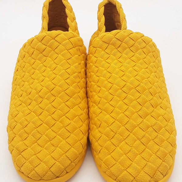 Bottega Veneta Plat Dandelion Yellow Woven Fabric Sneakers  display picture 3