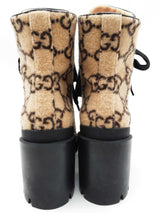 Gucci 583349 Gg Beige Wool Lace Up Ankle Boots Size Gucci 39.5 W Do0325orxde