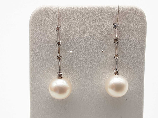 White Pearl 14k White Gold 4.3g Dangle Stud Earrings Do0725lorde