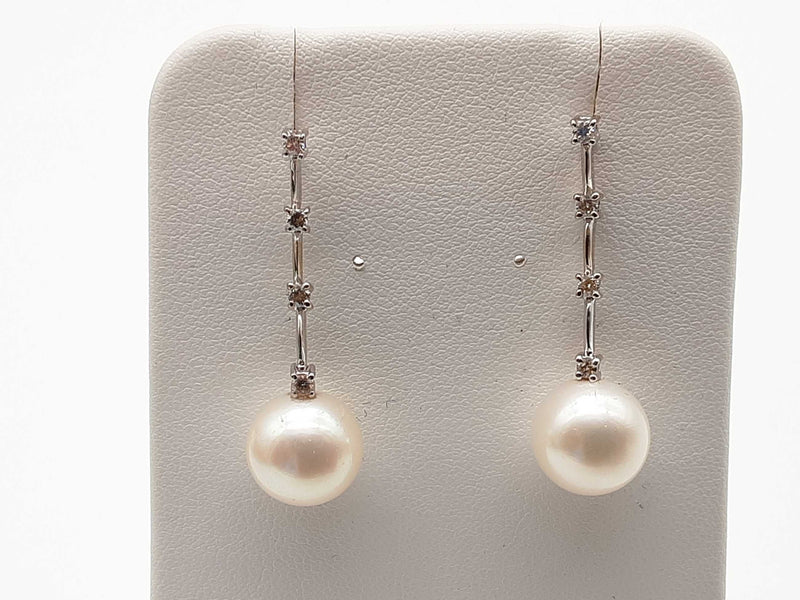 White Pearl 14k White Gold 4.3g Dangle Stud Earrings Do0725lorde