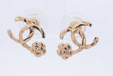 Chanel Cc Camellia Gold Tone Stud Earrings 2.8 Grams Eb1025lordu