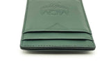 Mcm Aren Money Clip Card Case Forest Green Leather Wallet Eb0225exsa