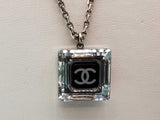 Chanel Cc Crystal Resin Square Pendant Necklace 19 In Do1025wxzde